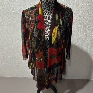 Ali Miles shear blazer with bright multi colors